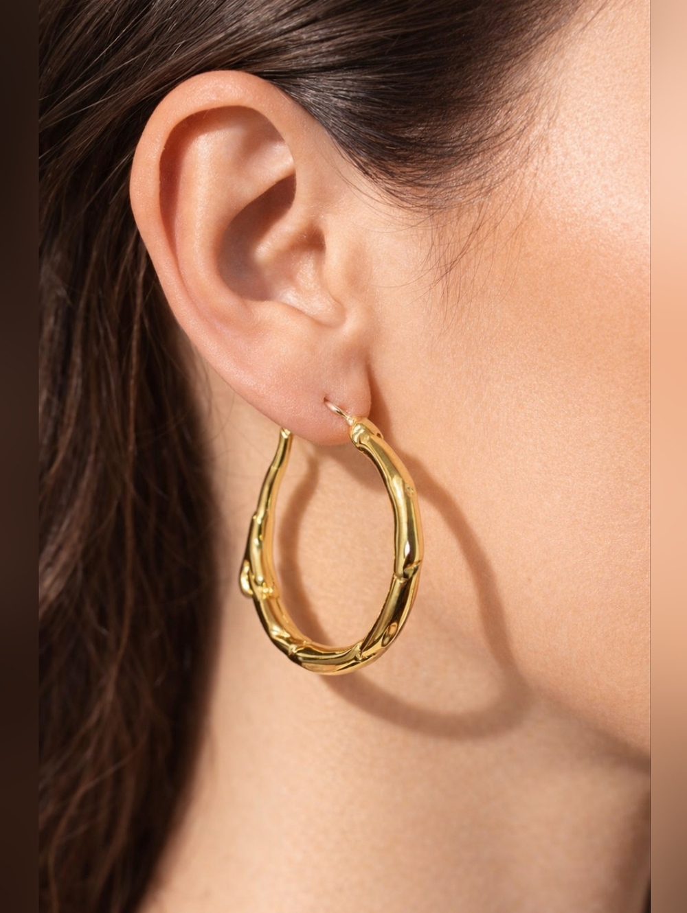 Women's Fashion Gold tone Twisted Hoop Design Latch Earrings - Stylish